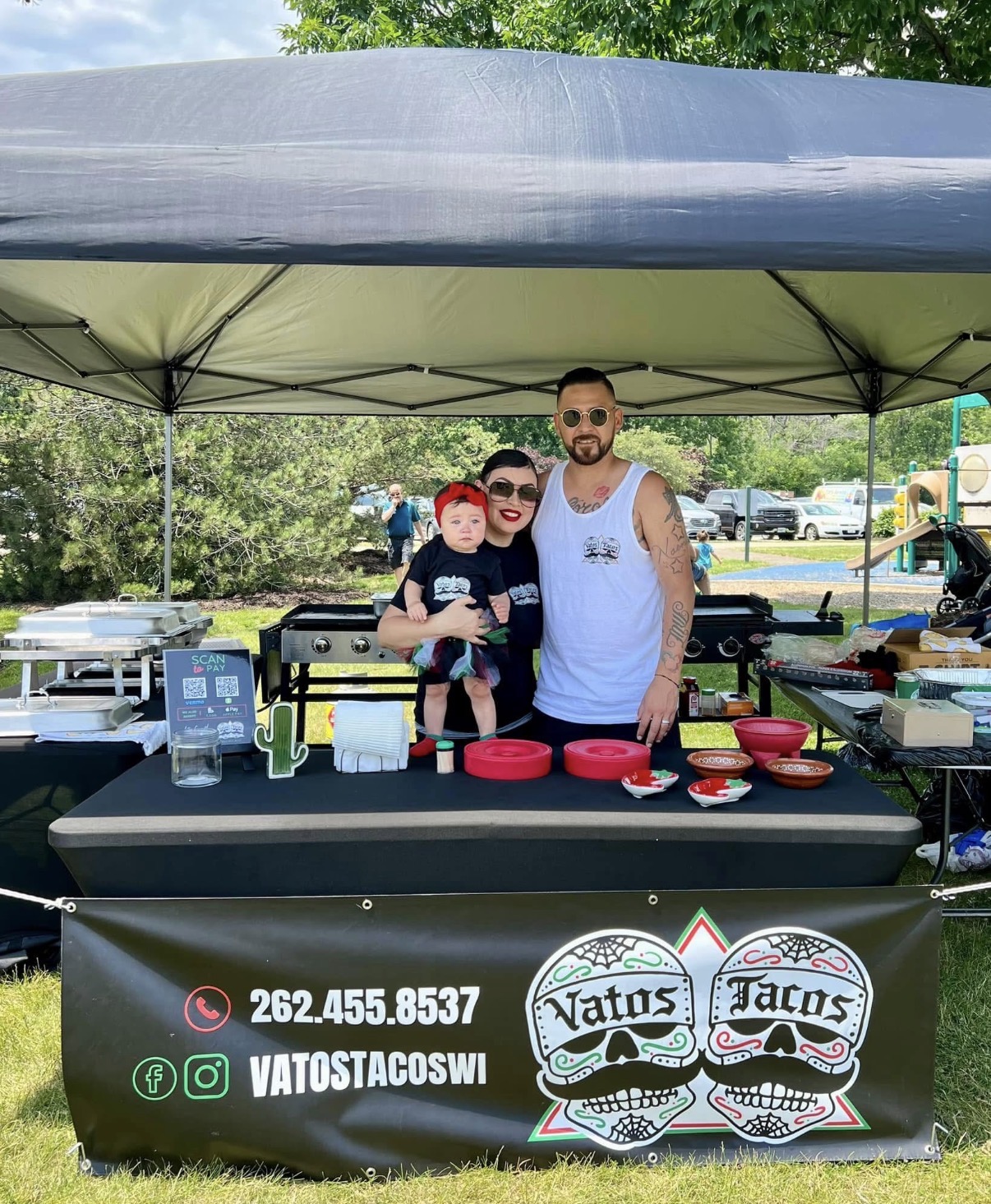 The Vatos Tacos family at their Kenosha pop-up tent